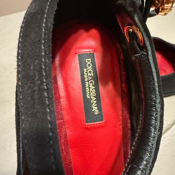 Dolce & Gabbana (37.5) Suede+Silk Brocade Mary-Janes - Picture 6 of 10